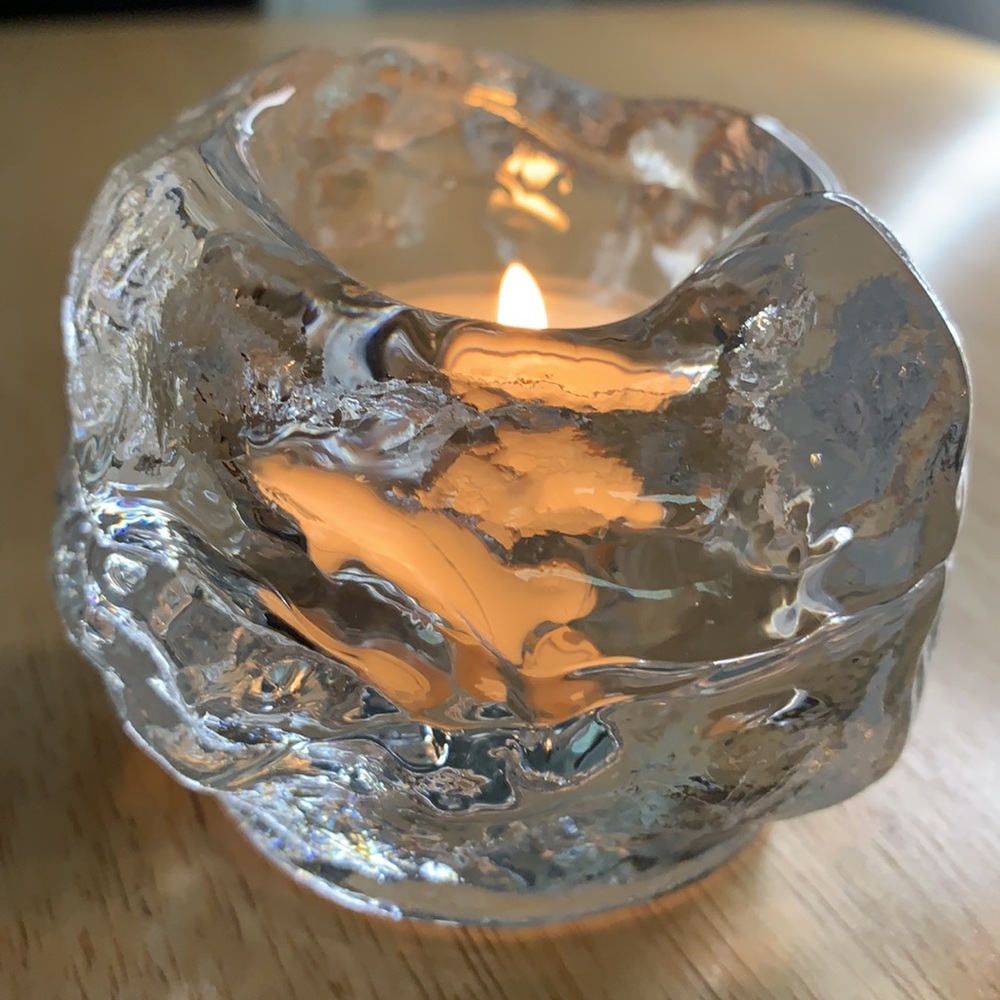 Kosta Boda Crystal Votive Candle Holder Snowball Shape 2.5”H - Picture 2 of 5